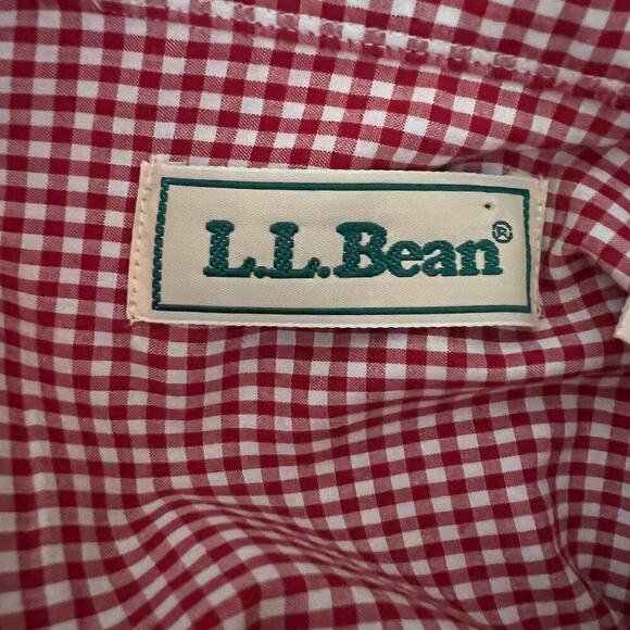 LL Bean Red Gingham Button Down Shirt Mens Large Short Sleeve Vintage Preppy - Picture 9 of 11
